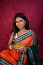 khanduapata Orange & Teal Colour Body Design Cotton Saree For Women - Distacart