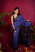 khanduapata Black & Blue Colour Body Design Cotton Saree For Women - Distacart