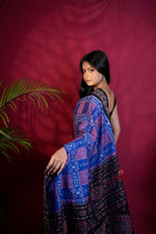 khanduapata Black & Blue Colour Body Design Cotton Saree For Women - Distacart