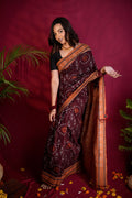 khanduapata Maroon & Orange Colour Pasapali Border Body Design Cotton Saree For Women - Distacart