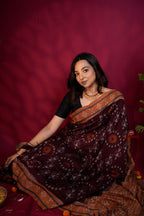 khanduapata Maroon & Orange Colour Pasapali Border Body Design Cotton Saree For Women - Distacart