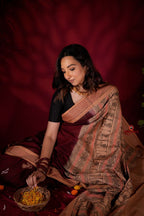 khanduapata Maroon & Beige Colour Doll Design Cotton Saree For Women - Distacart