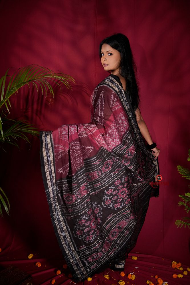 khanduapata Black & Red Colour Body Design Cotton Saree For Women - Distacart