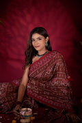 khanduapata Brown & Red Colour Body Design Cotton Saree For Women - Distacart