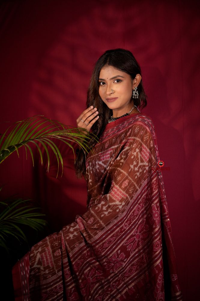 khanduapata Brown & Red Colour Body Design Cotton Saree For Women - Distacart