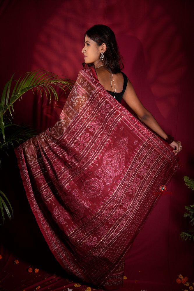 khanduapata Brown & Red Colour Body Design Cotton Saree For Women - Distacart