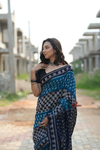 khanduapata Green & Black Colour Box Design Cotton Saree For Women - Distacart
