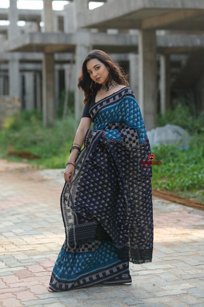 khanduapata Green & Black Colour Box Design Cotton Saree For Women - Distacart