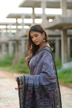 khanduapata Black & Grey Body Design Cotton Saree For Women - Distacart
