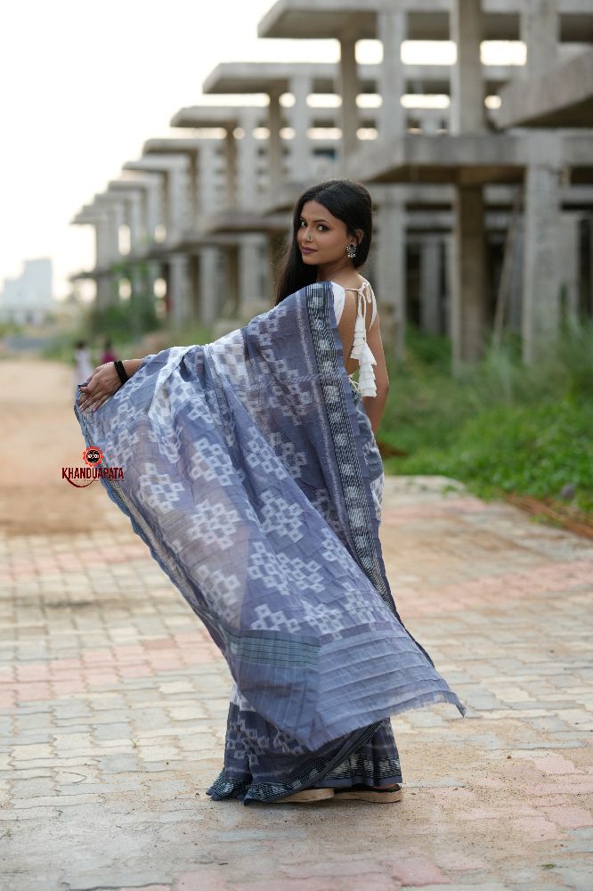khanduapata Grey & White Body Design Cotton Saree For Women - Distacart