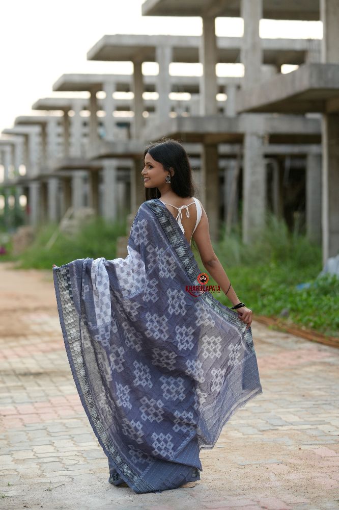 khanduapata Grey & White Body Design Cotton Saree For Women - Distacart