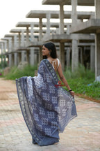 khanduapata Grey & White Body Design Cotton Saree For Women - Distacart