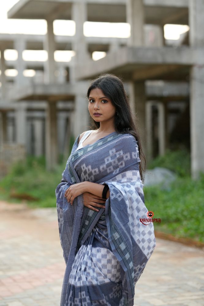 khanduapata Grey & White Body Design Cotton Saree For Women - Distacart
