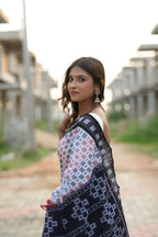 khanduapata White & Black Multi Colour Box Design Cotton Saree For Women - Distacart