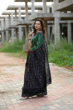 khanduapata Black & Green Body Design Cotton Saree For Women - Distacart