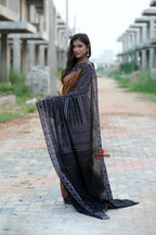 khanduapata Black & Brown Body Design Cotton Saree For Women - Distacart