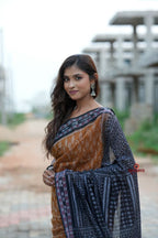 khanduapata Black & Brown Body Design Cotton Saree For Women - Distacart