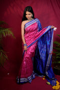 khanduapata Blue & Red Tribal Design Silk Saree For Women - Distacart