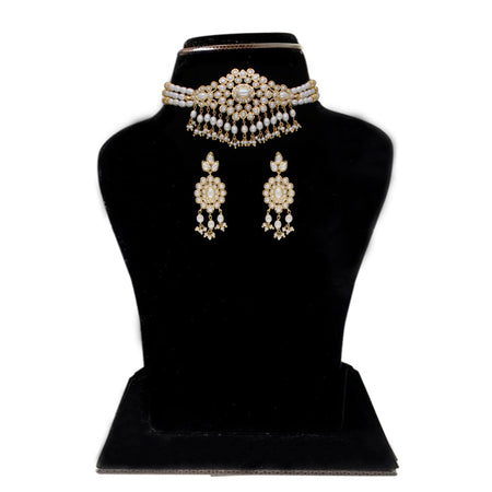 J Pearls Vansha 3 Lines Round Pearl Choker - Real Pearl Jewelry