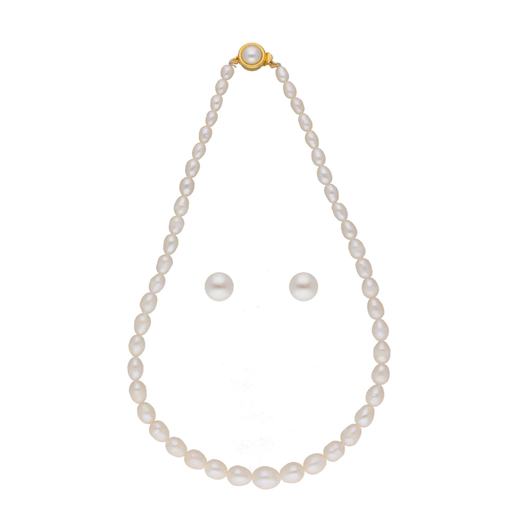 J Pearls White Graded Oval Pearl Necklace - Real Pearl Jewelry - Distacart
