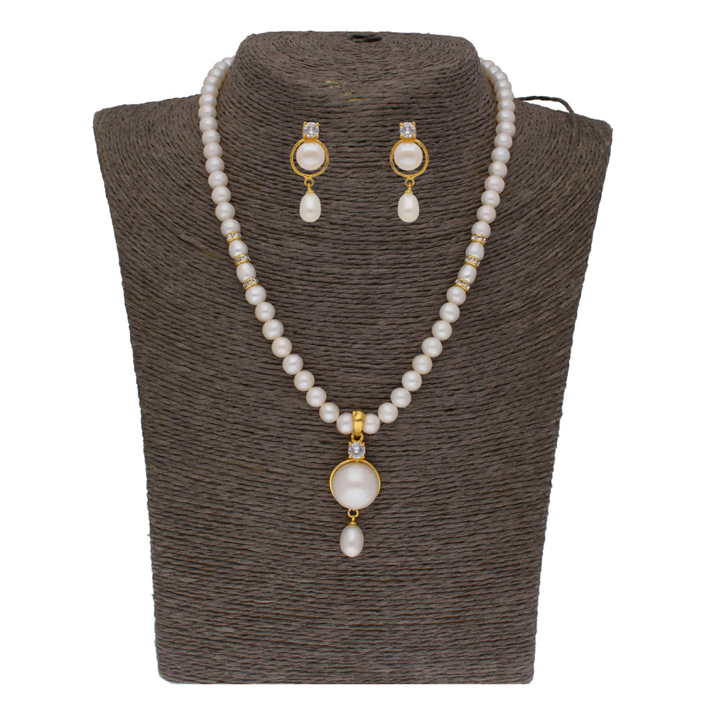 J Pearls Elegant Single Drop Pearl Set - Real Pearl Jewelry - Distacart