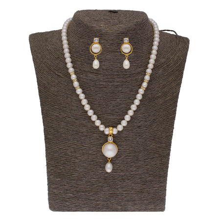 J Pearls Elegant Single Drop Pearl Set - Real Pearl Jewelry