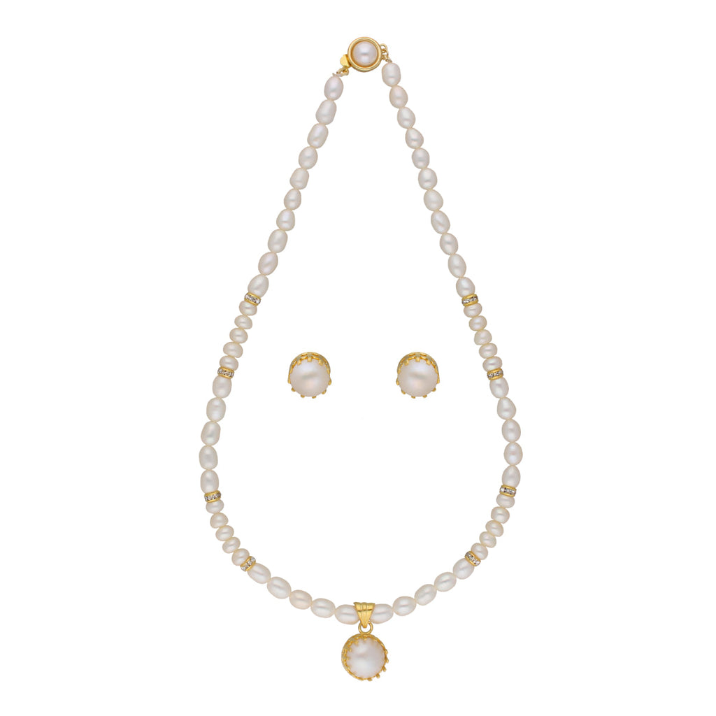 J Pearls Single String Fashionable Pearl Set - Real Pearl Jewelry - Distacart