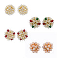 J Pearls Flower Earrings Combo - Real Pearl Jewelry - Distacart