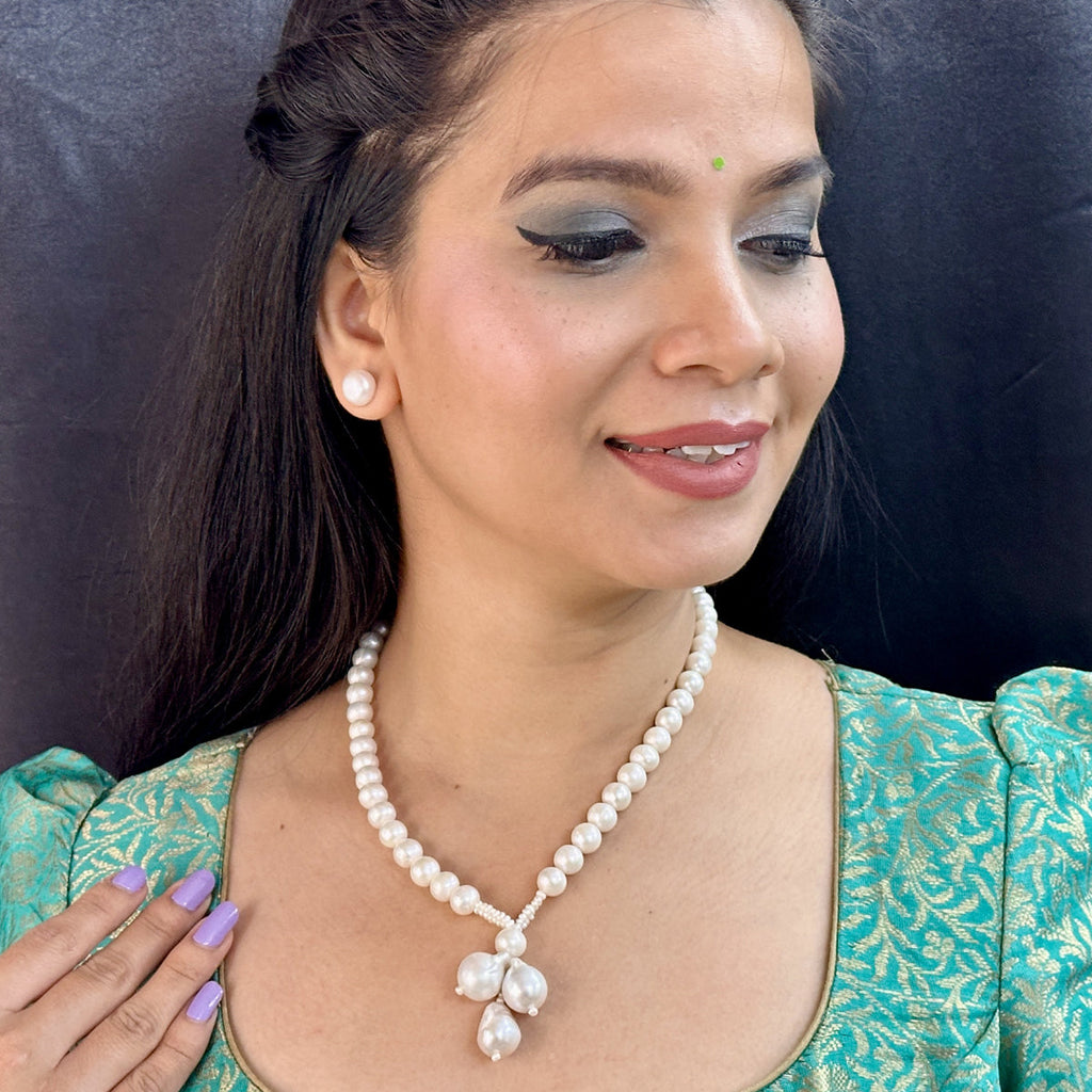 J Pearls Nisha 1 Line Round Pearl Necklaces