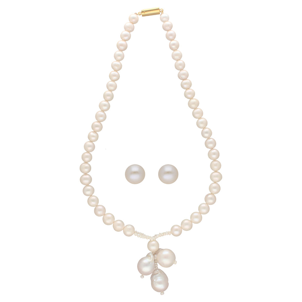 J Pearls Nisha 1 Line Round Pearl Necklaces