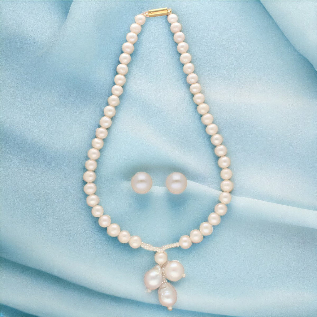 J Pearls Nisha 1 Line Round Pearl Necklaces