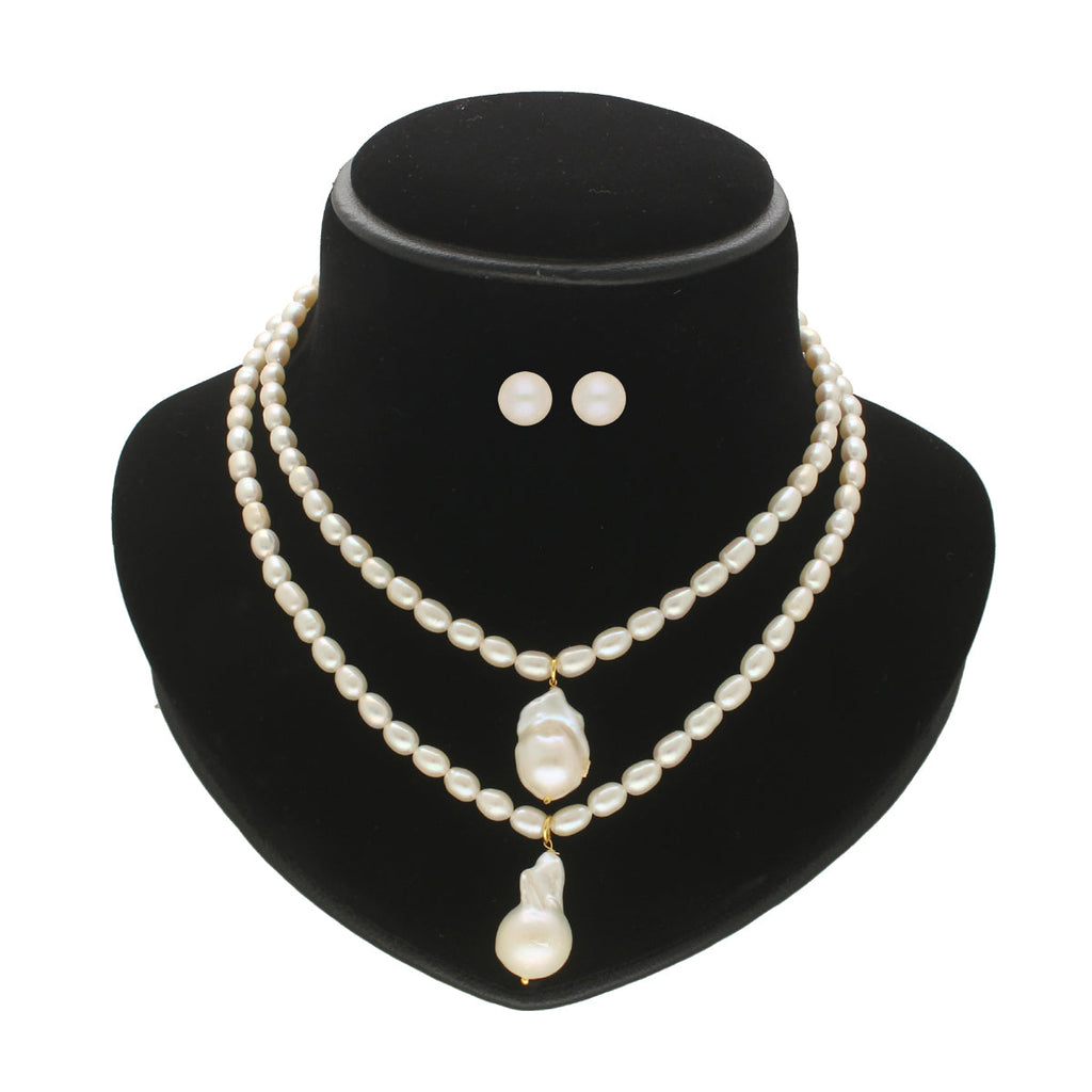 J Pearls Oeshi 2 Lines Oval Pearl Necklaces