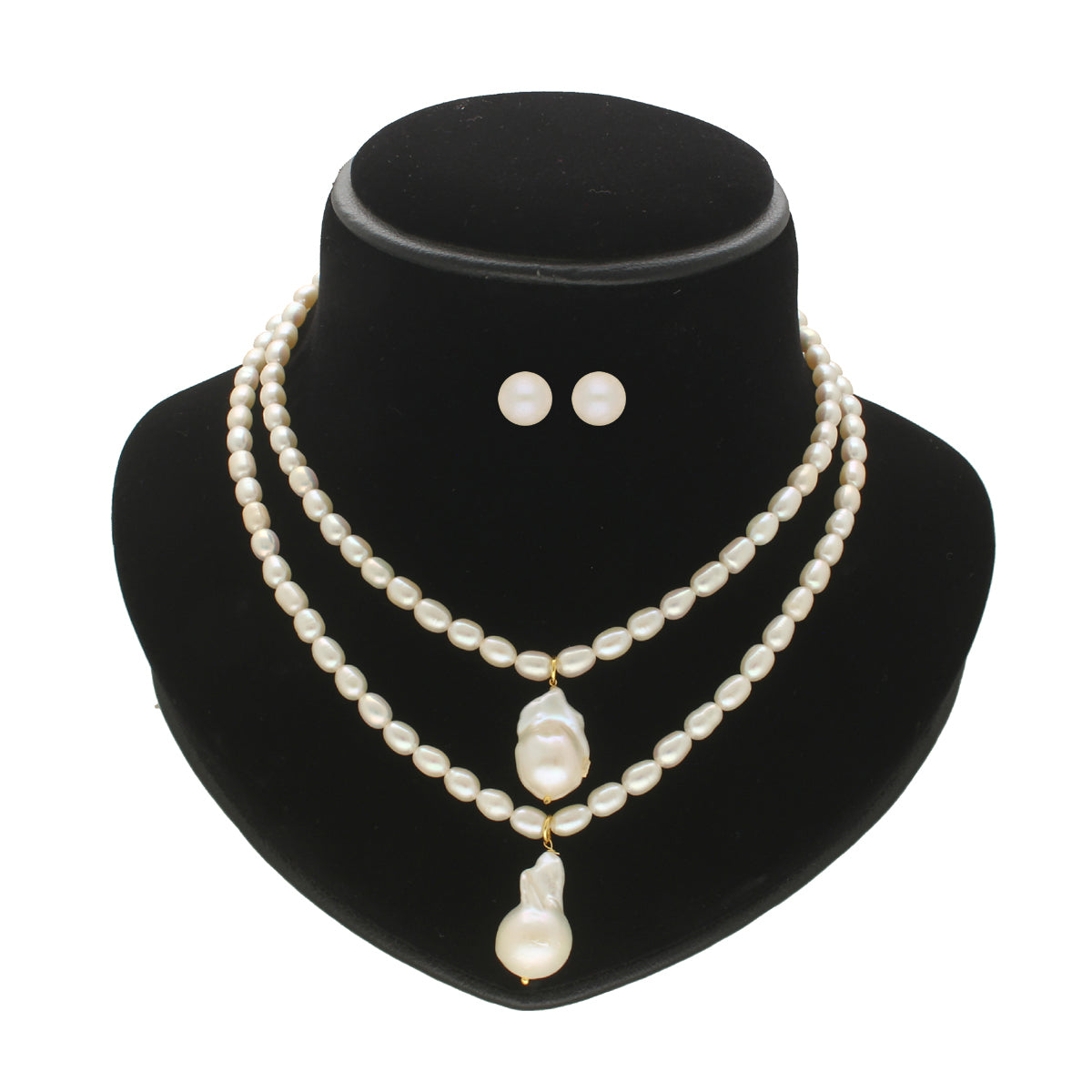J Pearls Oeshi 2 Lines Oval Pearl Necklaces
