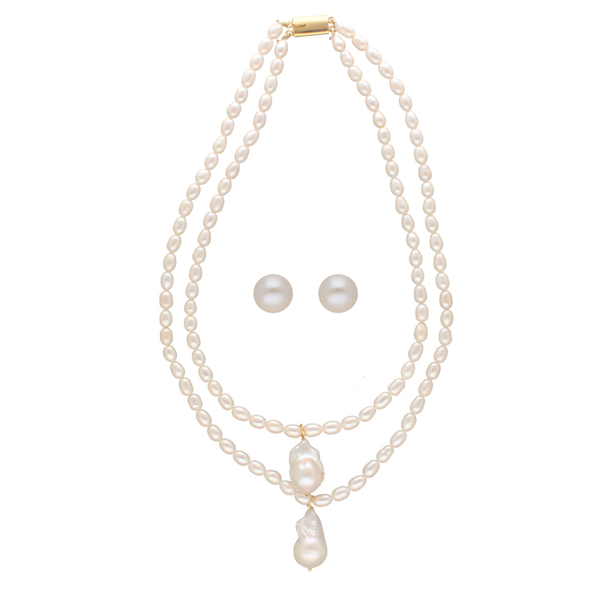 J Pearls Oeshi 2 Lines Oval Pearl Necklaces