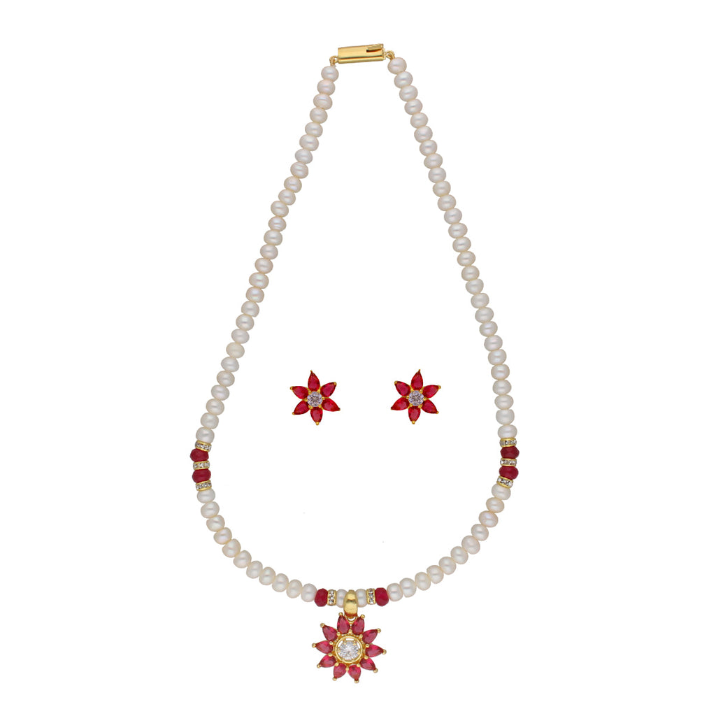J Pearls Abdhija 1 Line Pearl Sets - Real Pearl Jewelry - Distacart
