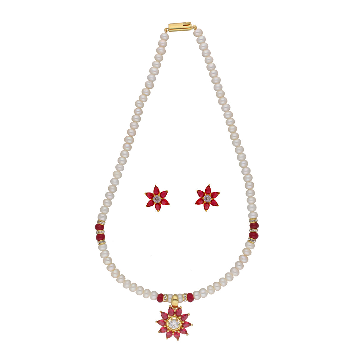 J Pearls Abdhija 1 Line Pearl Sets - Real Pearl Jewelry - Distacart
