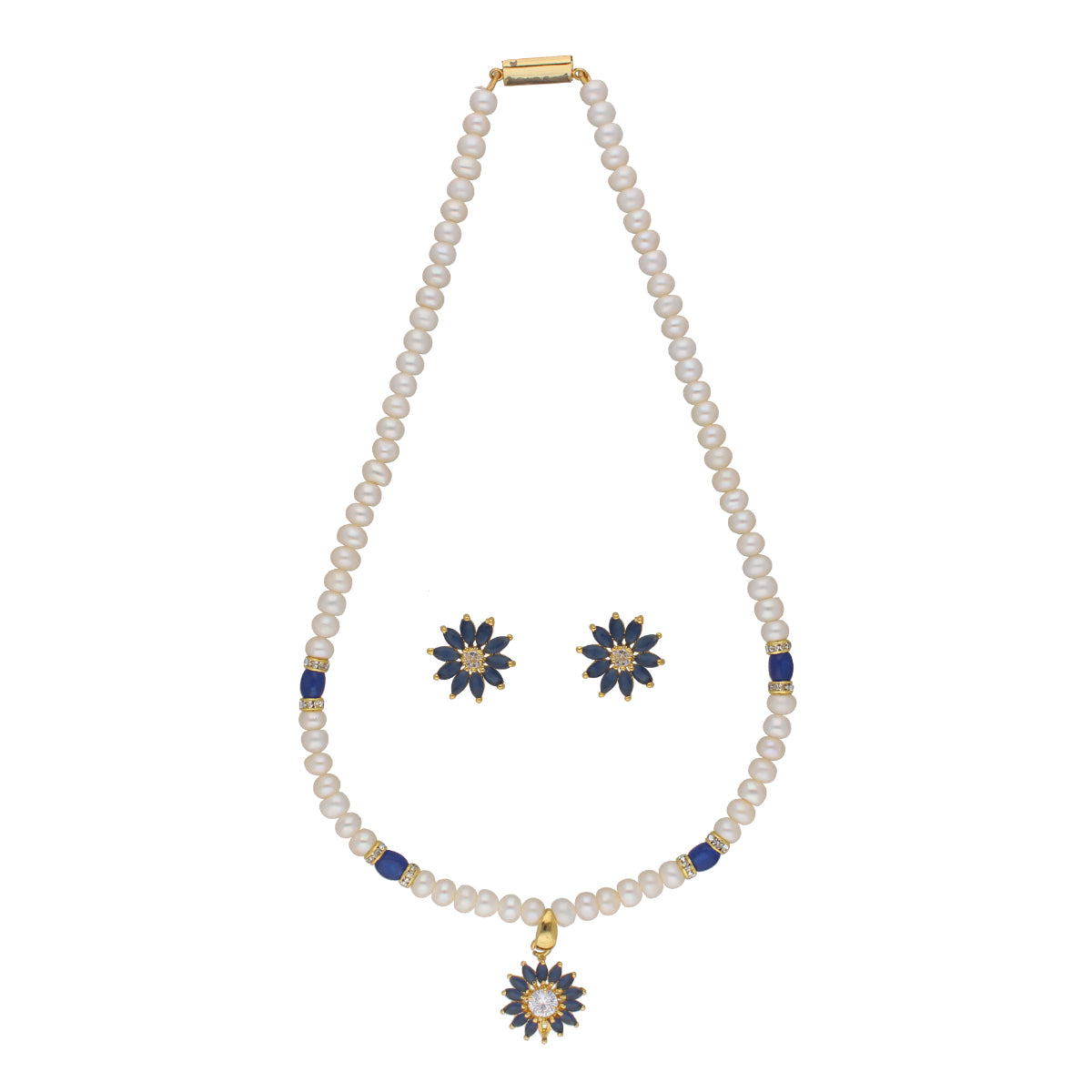 J Pearls Eeshika 1 Line Pearl Sets - Real Pearl Jewelry - Distacart