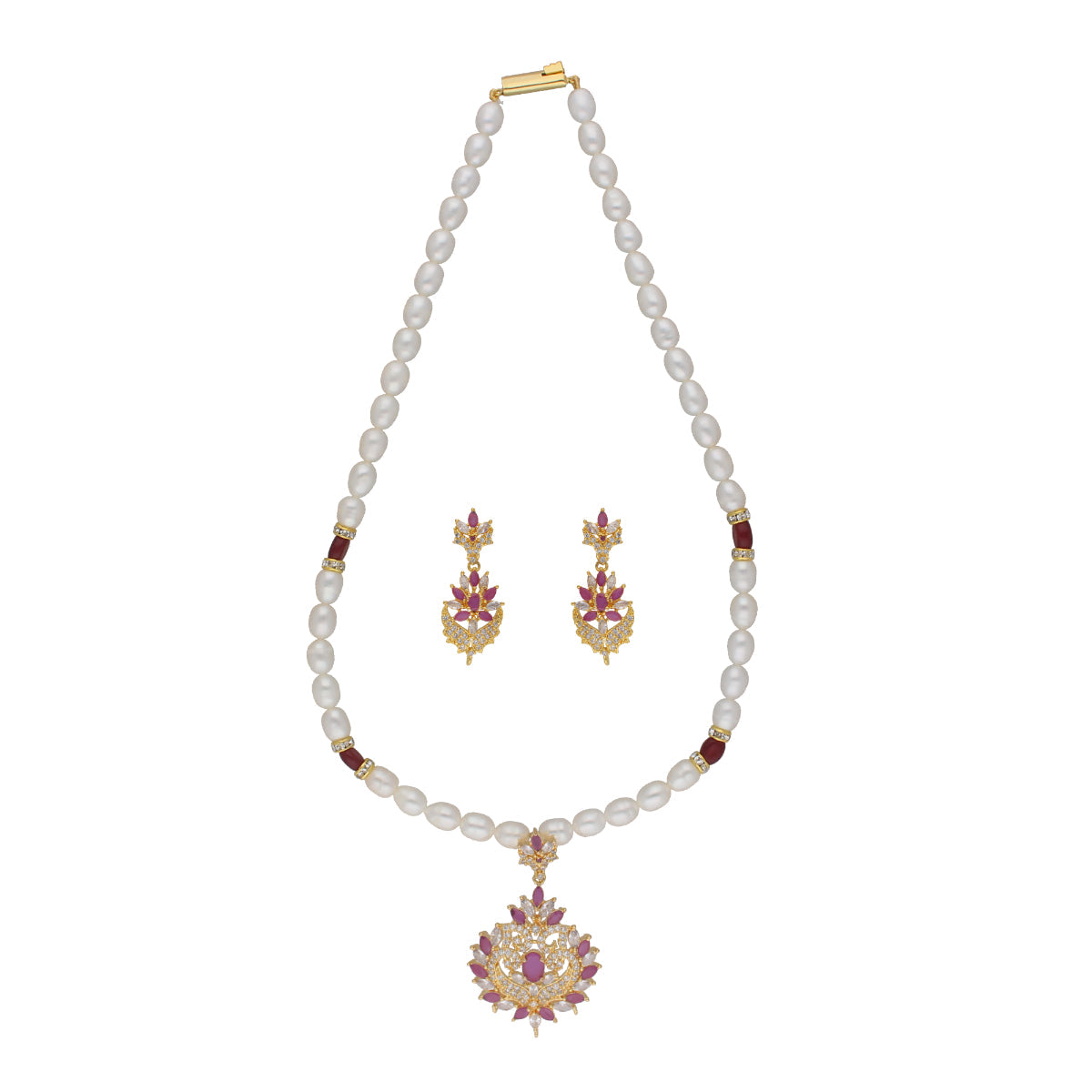 J Pearls Dheeksha 1 Line Pearl Sets - Real Pearl Jewelry - Distacart