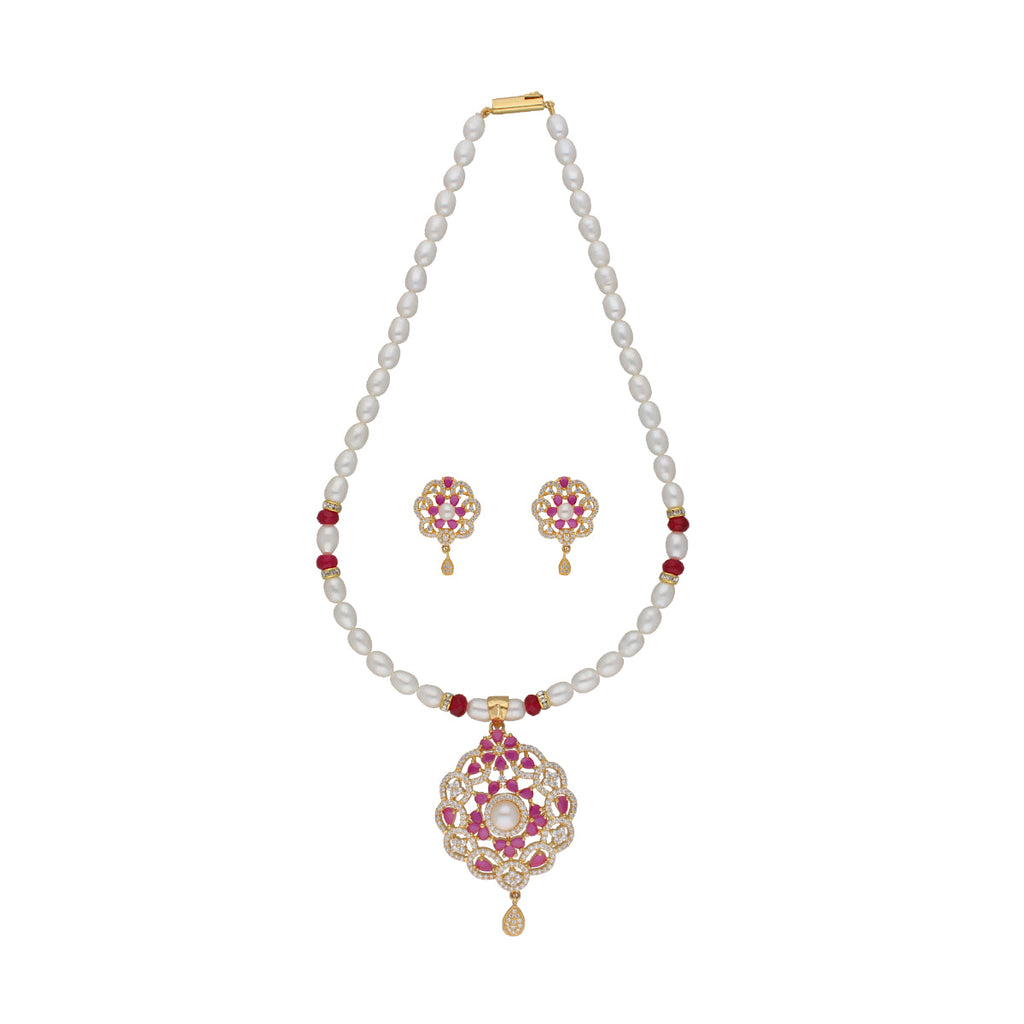 J Pearls Krishna 1 Line Pearl Sets - Real Pearl Jewelry - Distacart