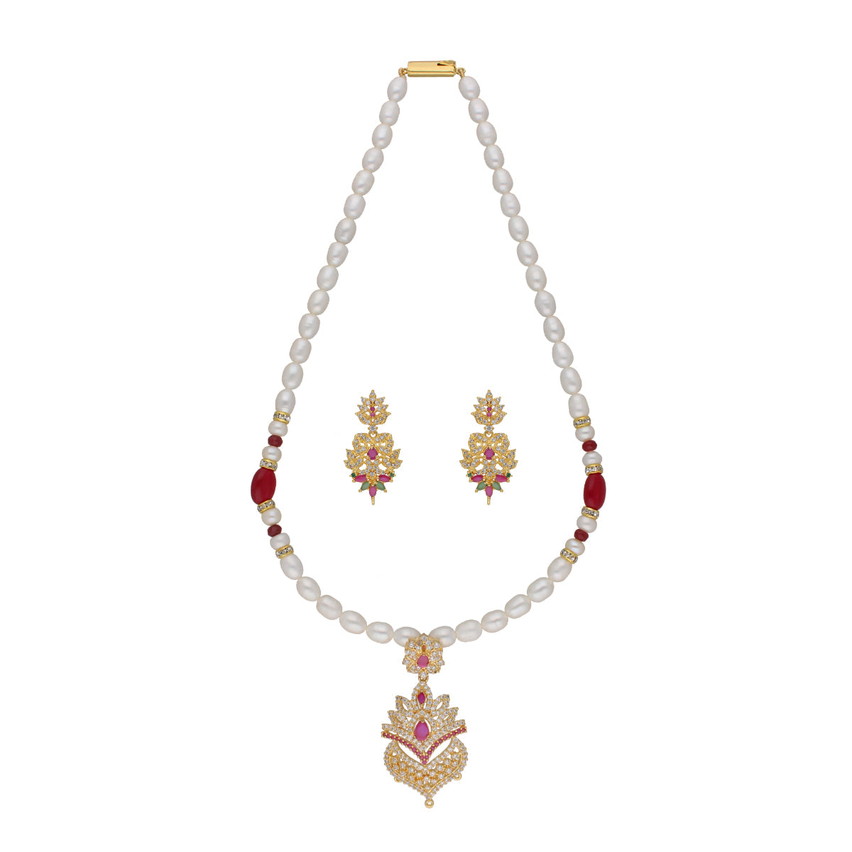 J Pearls Fritha 1 Line Pearl Sets - Real Pearl Jewelry - Distacart