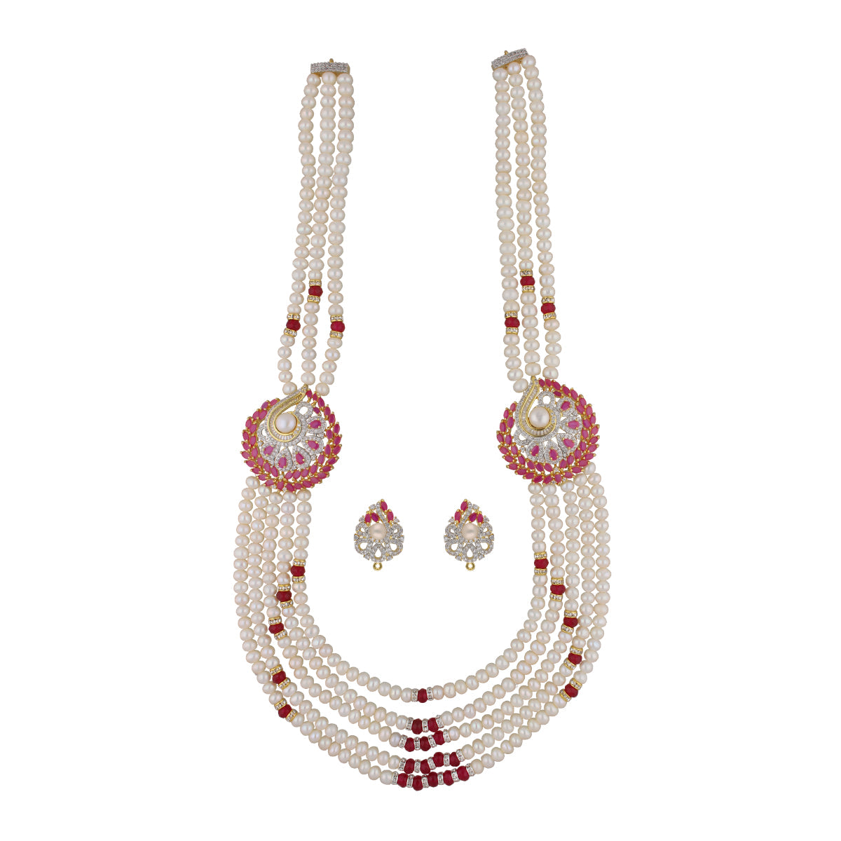 J Pearls Abarna 5 Lines Pearl Sets - Real Pearl Jewelry - Distacart
