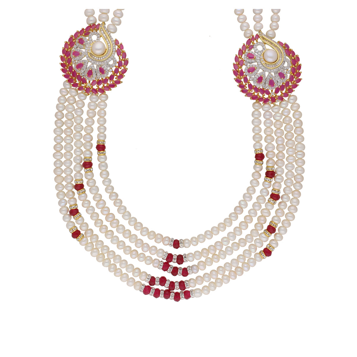 J Pearls Abarna 5 Lines Pearl Sets - Real Pearl Jewelry - Distacart