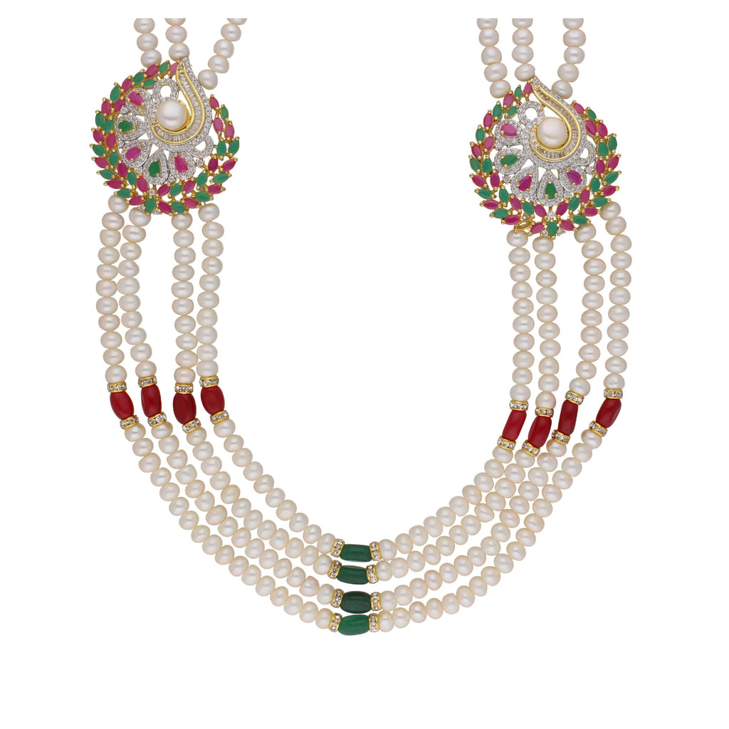 J Pearls Gamini 4 Lines Pearl Sets - Real Pearl Jewelry - Distacart