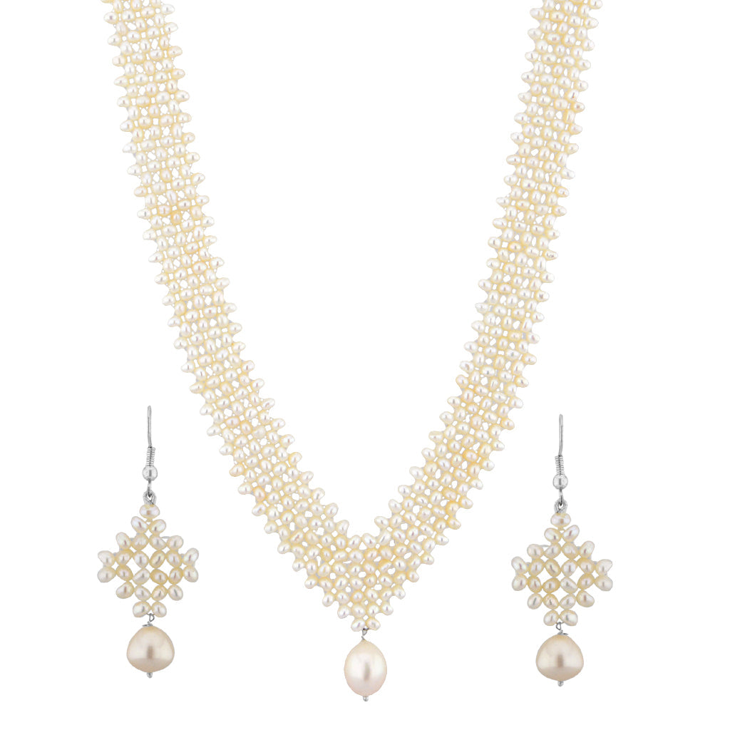 J Pearls Conventional Pearl Necklace Set - Real Pearl Jewelry - Distacart