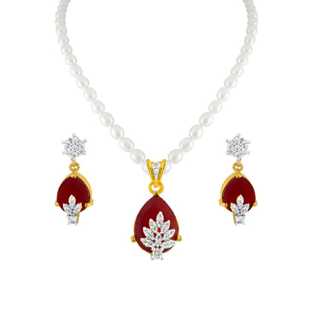 J Pearls Designer Drop Pendant Set - Real Pearl Jewelry