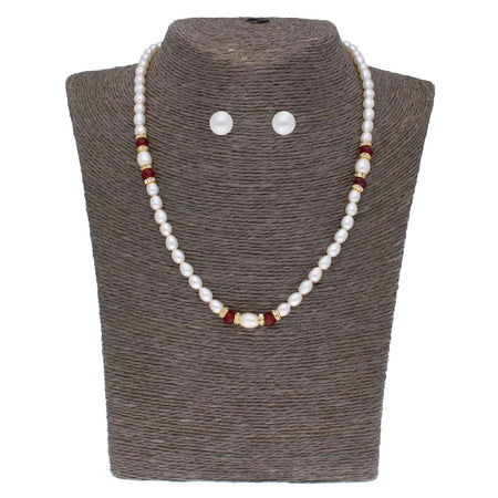J Pearls Navishka 1 Line Pearl Set - Real Pearl Jewelry