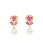 J Pearls Zigzag Pearl Earrings - Real Pearl Jewelry - Distacart