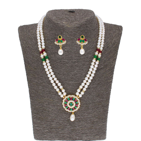 J Pearls Abeedha Pearl Set - Real Pearl Jewelry
