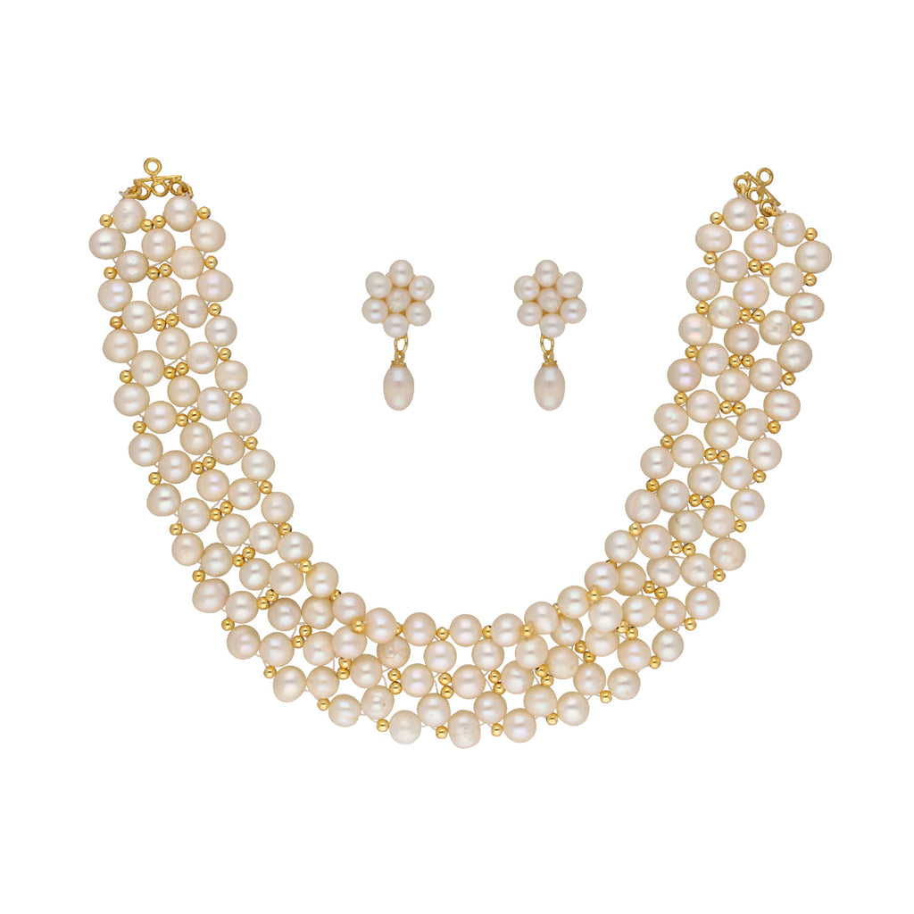 J Pearls Abarna 1 Line Pearl Choker - Real Pearl Jewelry - Distacart