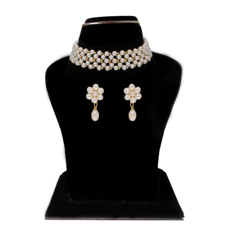 J Pearls Abarna 1 Line Pearl Choker - Real Pearl Jewelry